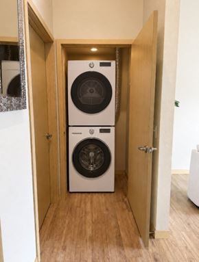 Wenatchee apartment for rent - A white dryer is in a small closet.