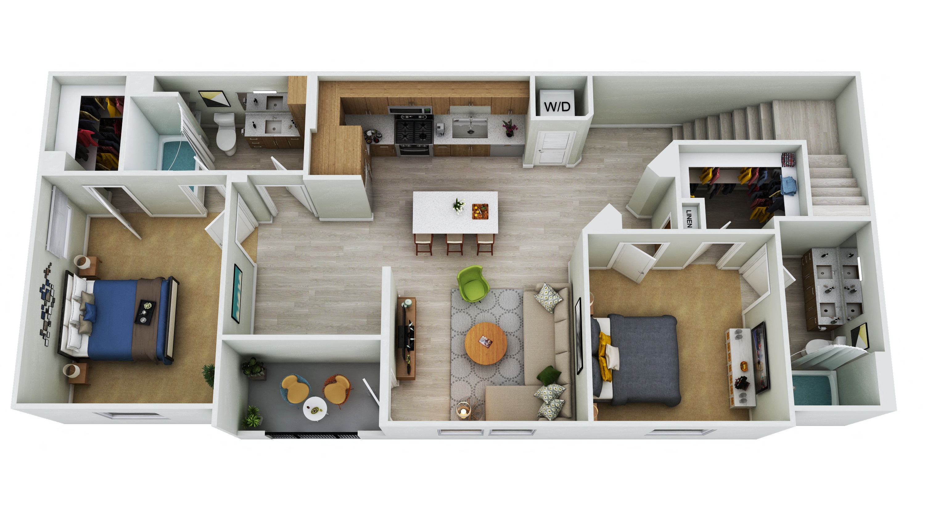 Floor plan for 2 beds, 2 baths, 1306 sqft