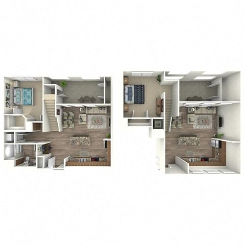 Floor plan for 1 bed, 1 bath, 1055 sqft
