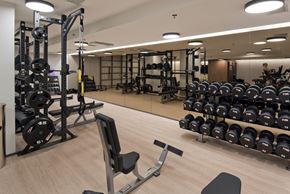 Washington apartment for rent - the gym is equipped with weights and other exercise equipment