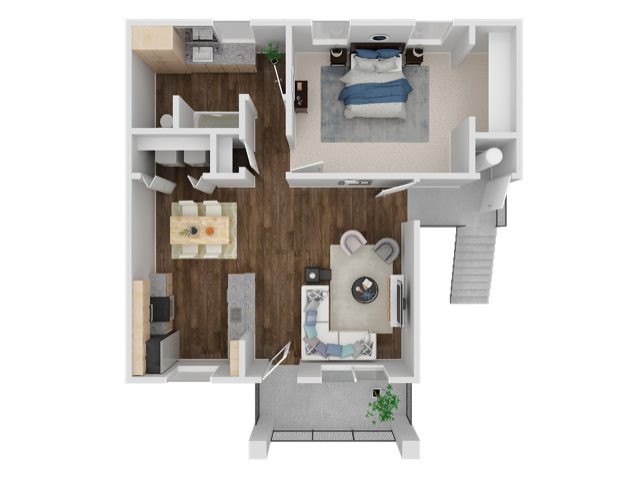Floor plan for 1 bed, 1 bath, 802 sqft