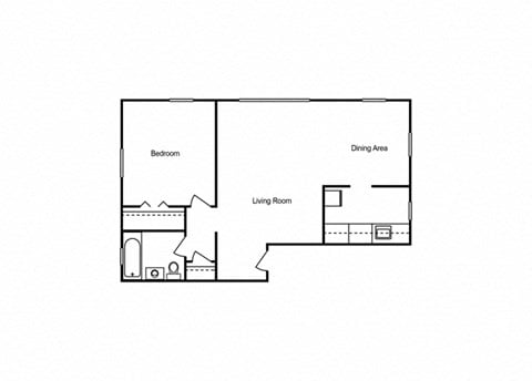 Floor plan for 1 bed, 1 bath, 584 sqft