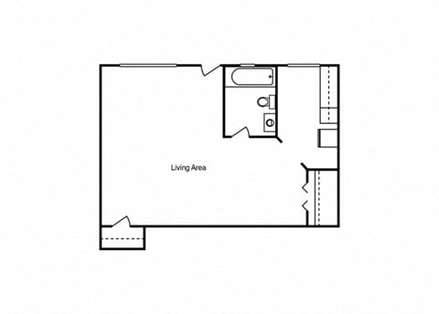 Floor plan for studio, 1 bath, 354 sqft