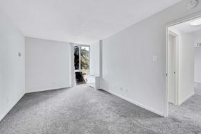 Washington apartment for rent - A spacious room with carpeted floor and white walls.