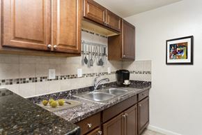 Washington apartment for rent - a kitchen with granite counter tops and a sink
