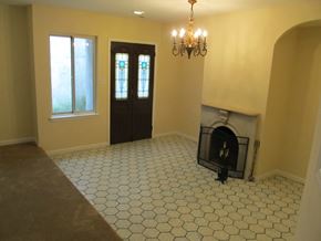 Philadelphia apartment for rent - the living room has a fireplace and a tile floor