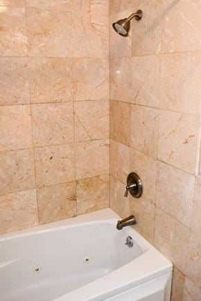 Philadelphia apartment for rent - a bathroom with a shower and a bath tub