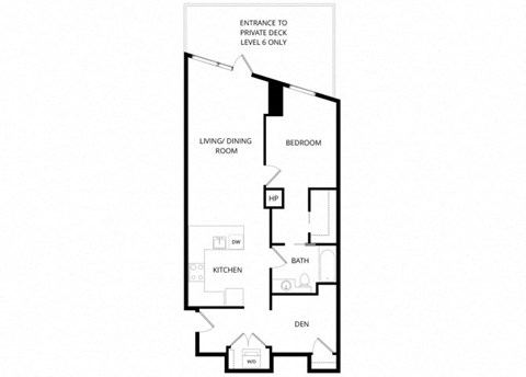 Floor plan for 1 bed, 1 bath, 904 sqft