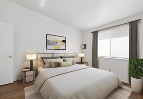 St. Louis apartment for rent - a bedroom with a large bed and a window