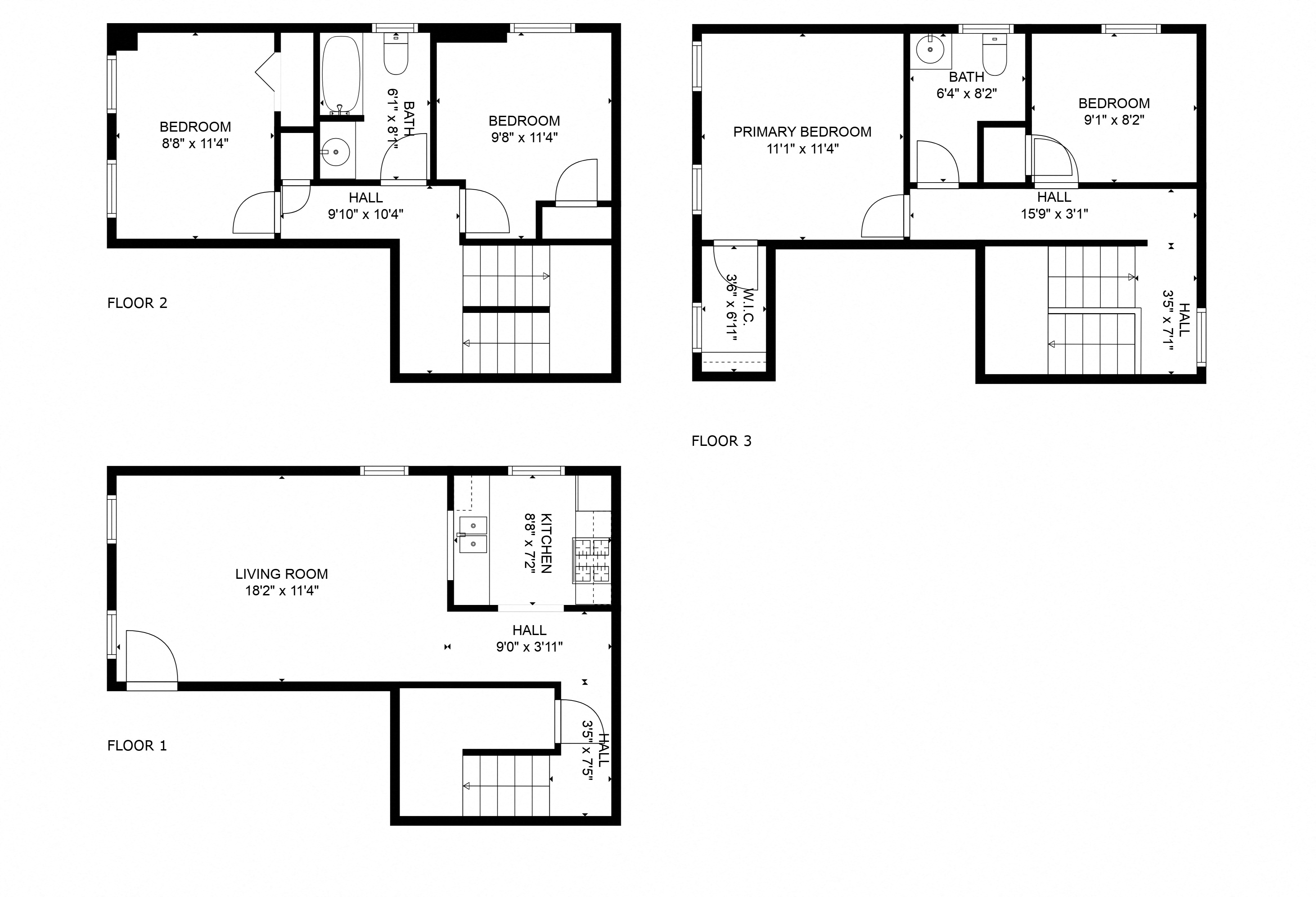 Floor plan for 4 beds, 2 baths