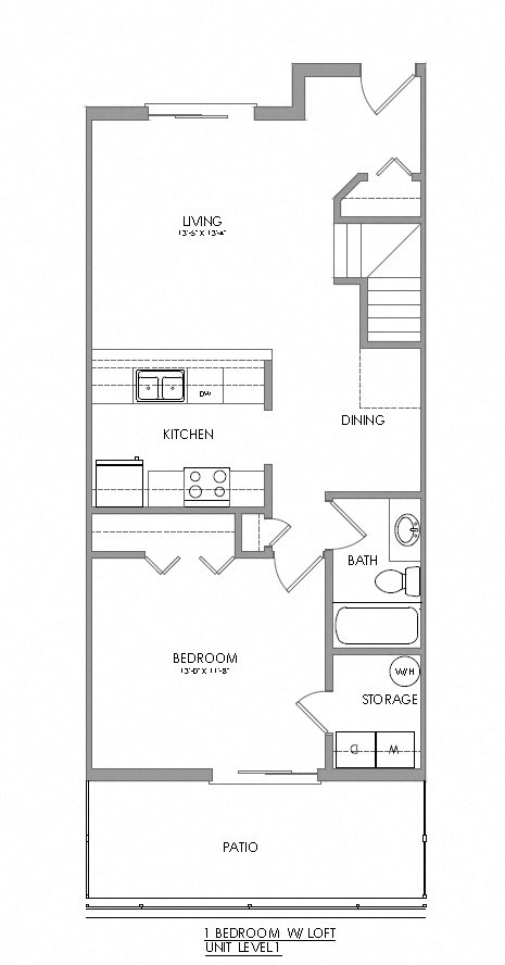 Floor plan for 2 beds, 2 baths, 840 sqft