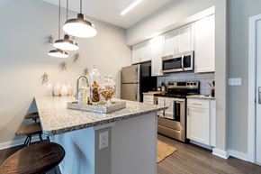 Richmond apartment for rent - a kitchen with stainless steel appliances and a granite counter top