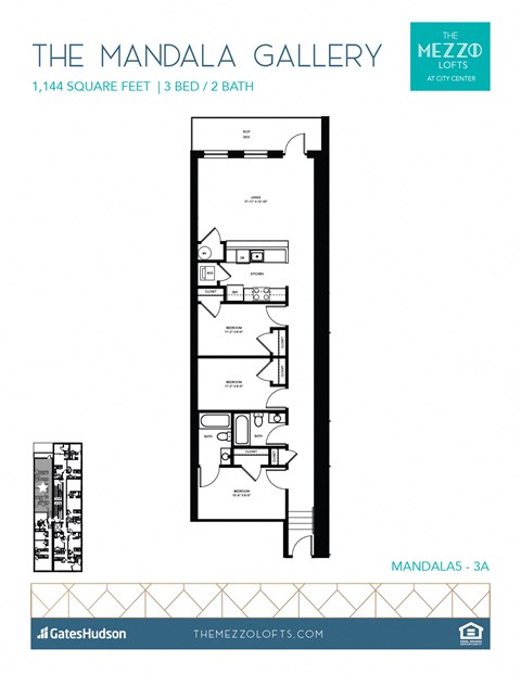 Floor plan for 3 beds, 2 baths, 1587 sqft