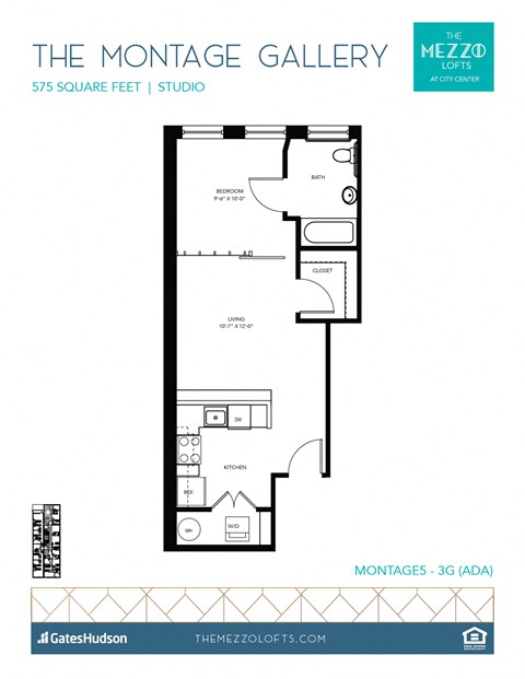 Floor plan for studio, 1 bath, 533 sqft