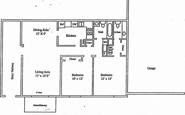 Floor plan for 2 beds, 2 baths, 1000 sqft