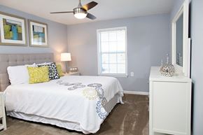 Morrisville apartment for rent - Bedroom with queen size bed, dresser and night stand.