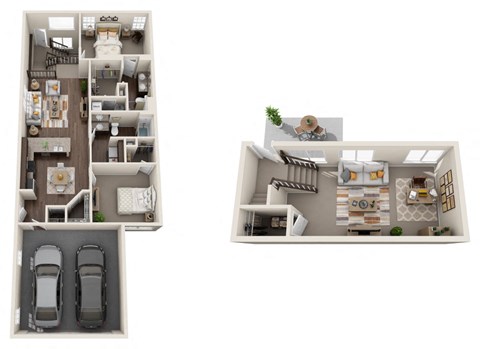 Floor plan for 2 beds, 2 baths, 1538 sqft
