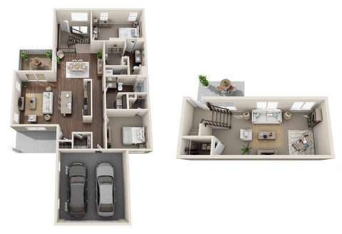 Floor plan for 2 beds, 2 baths, 1851 sqft