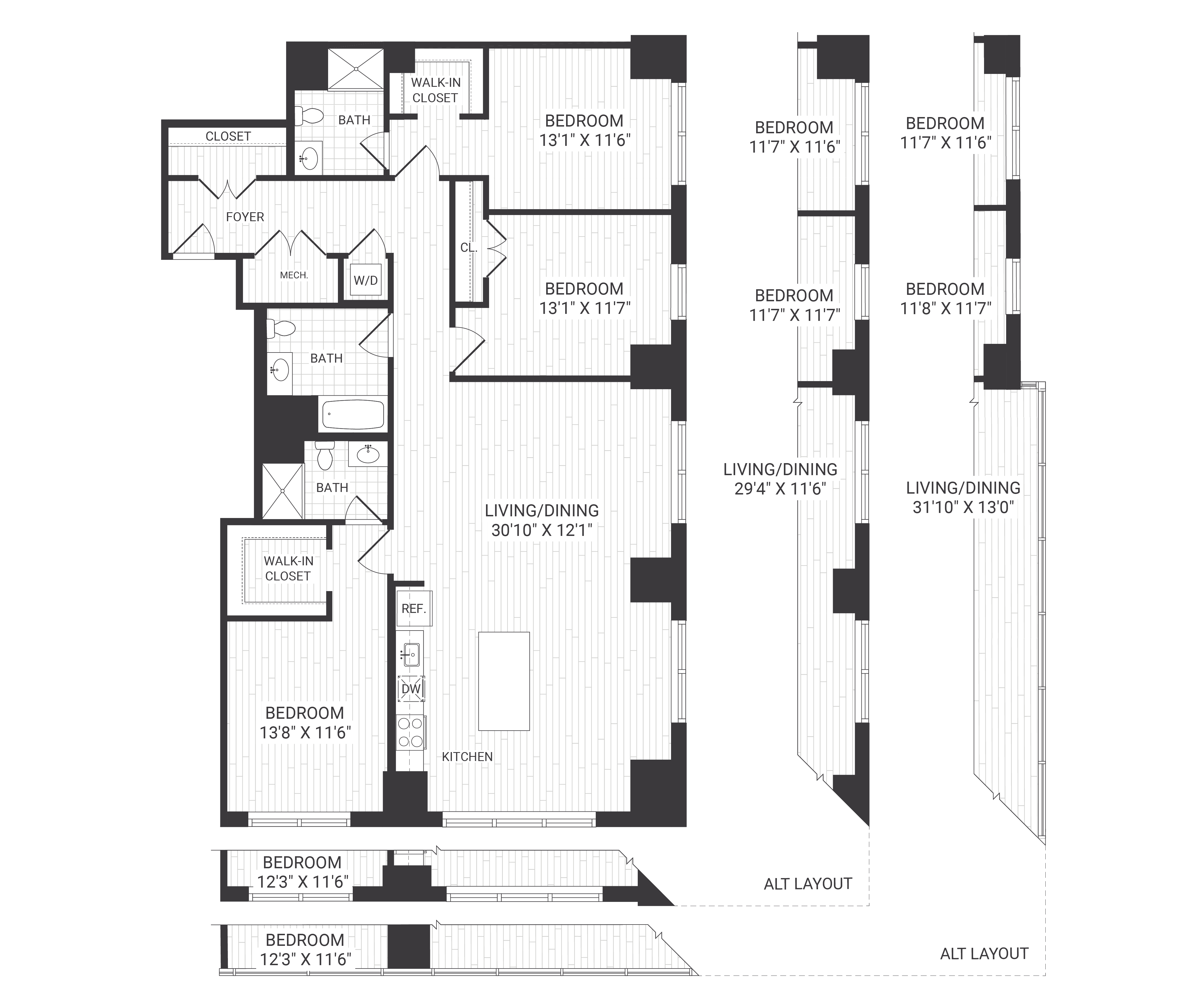 Floor plan for 3 beds, 3 baths, 1751 sqft