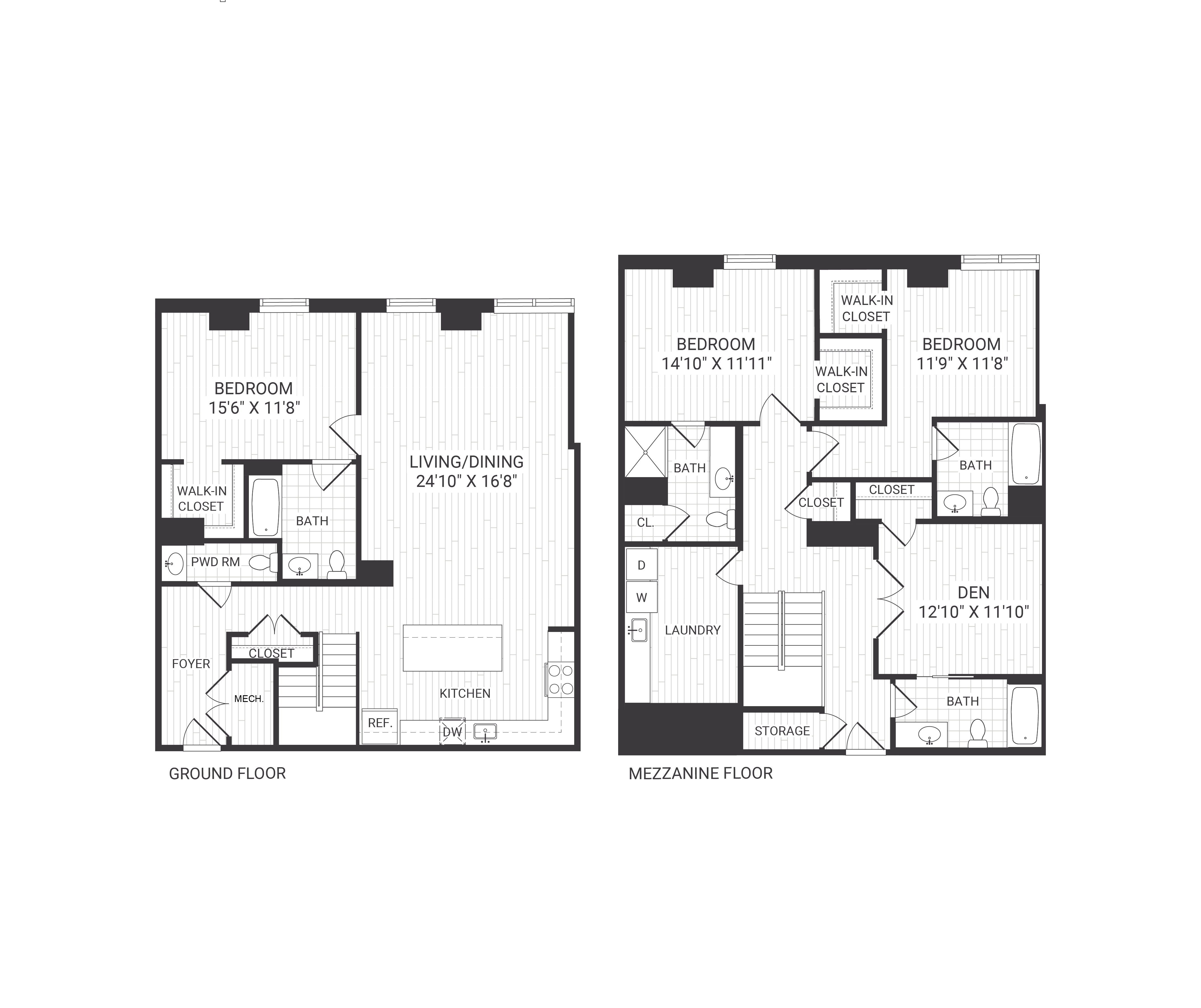 Floor plan for 3 beds, 4.5 baths, 2403 sqft
