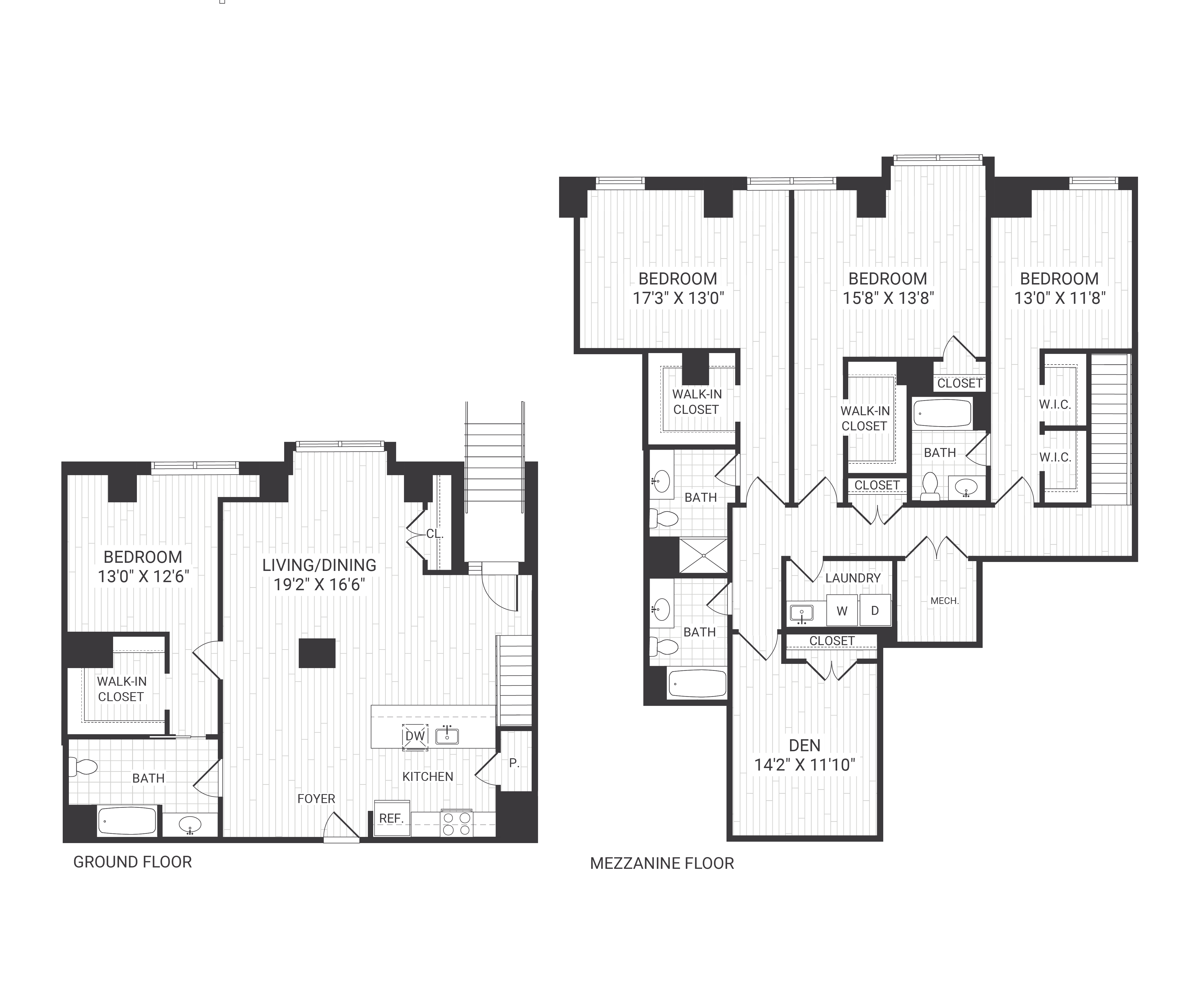 Floor plan for 4 beds, 4 baths, 2887 sqft