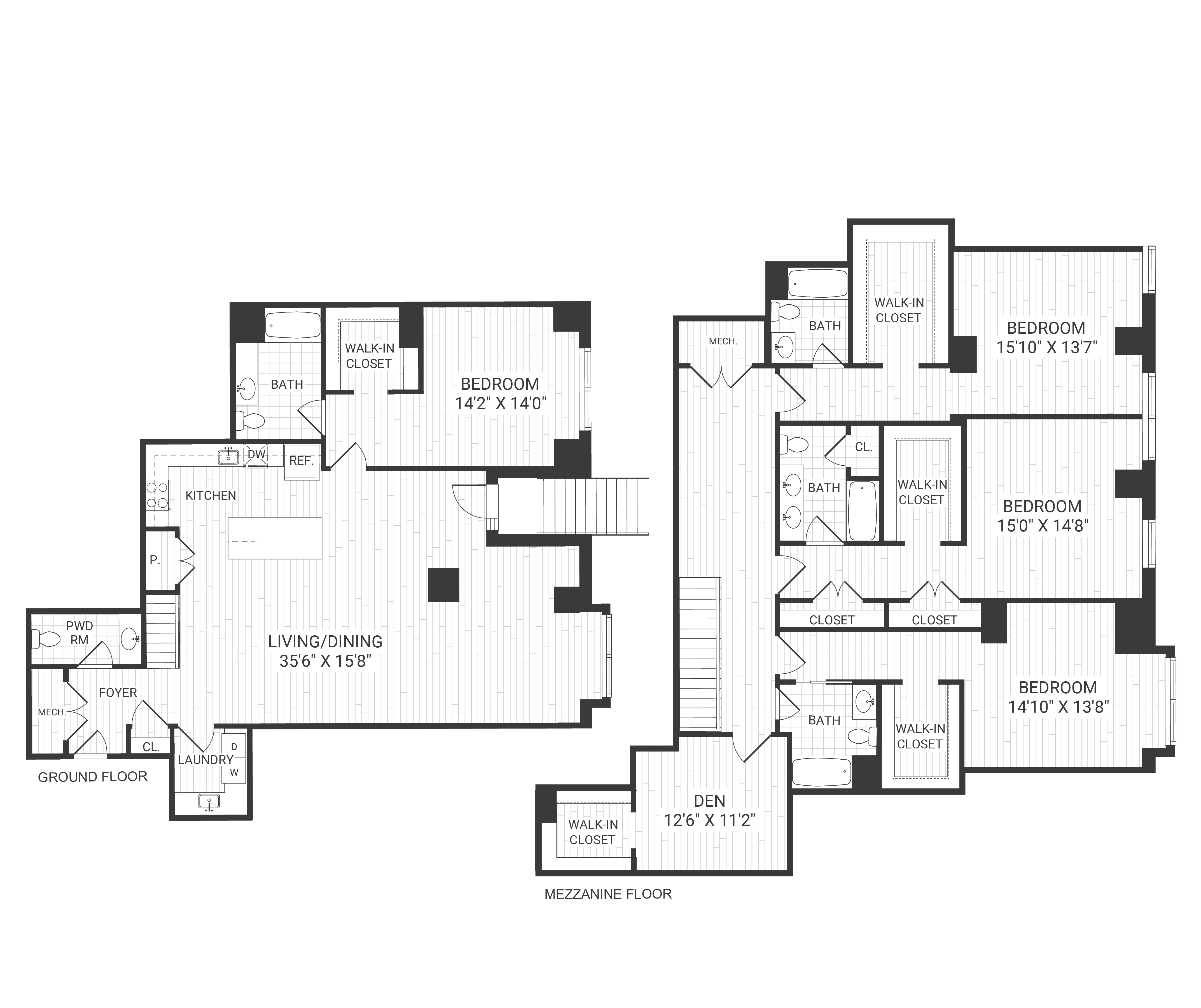 Floor plan for 4 beds, 4.5 baths, 3397 sqft