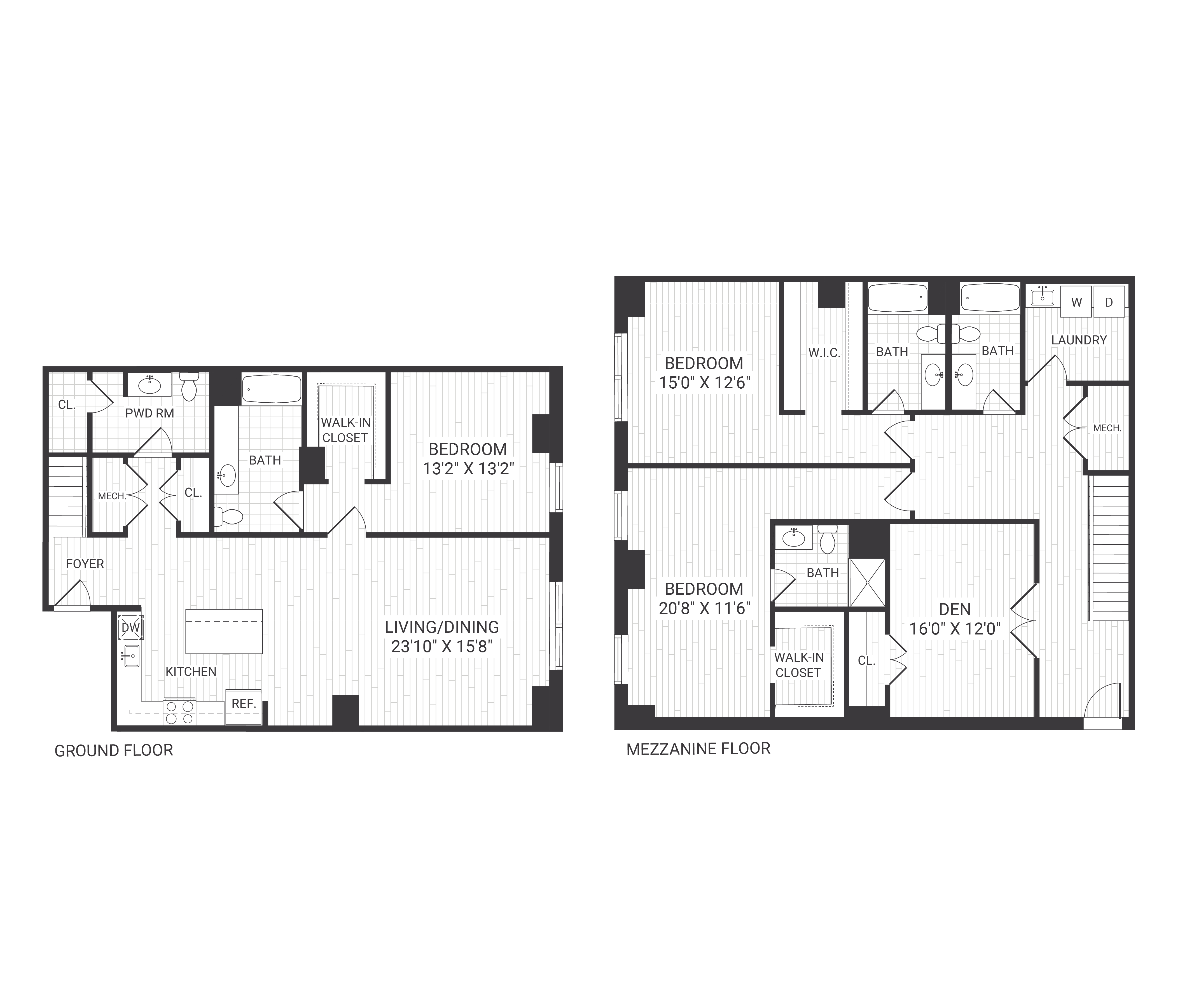 Floor plan for 3 beds, 4.5 baths, 2730 sqft
