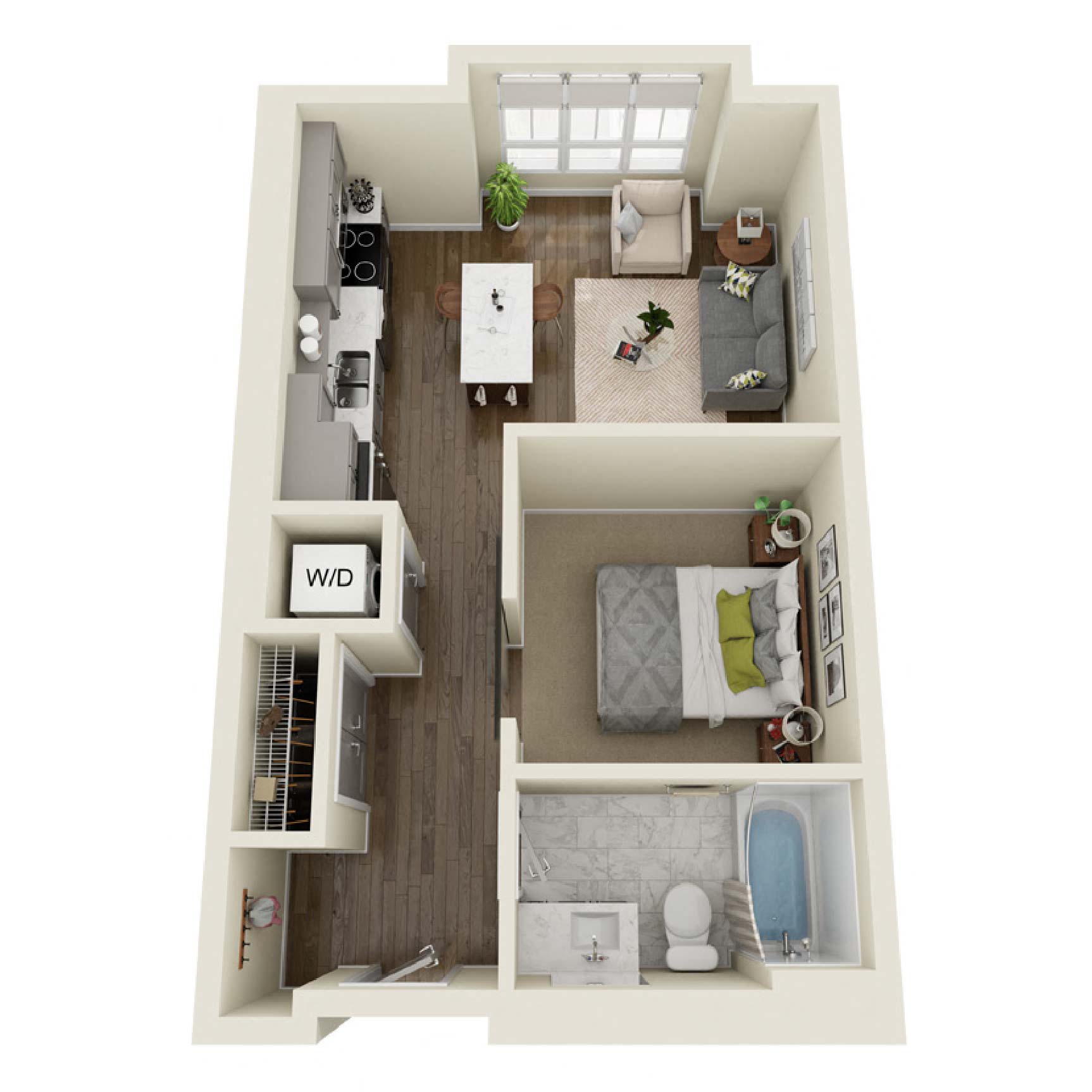 Floor plan for studio, 1 bath, 526 sqft