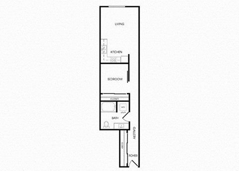 Floor plan for 1 bed, 1 bath, 706 sqft