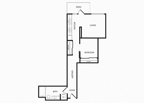 Floor plan for 1 bed, 1 bath, 711 sqft