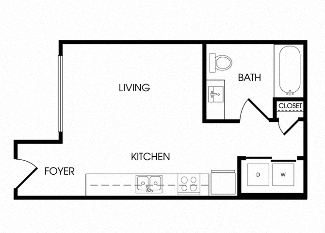 Floor plan for studio, 1 bath, 442 sqft