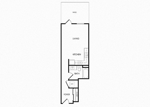 Floor plan for studio, 1 bath, 491 sqft