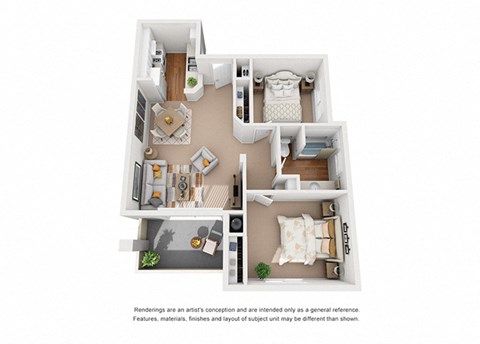 Floor plan for 2 beds, 1 bath, 806 sqft