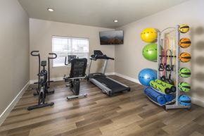 Marysville apartment for rent - A home gym with a treadmill, exercise bike, and weights.