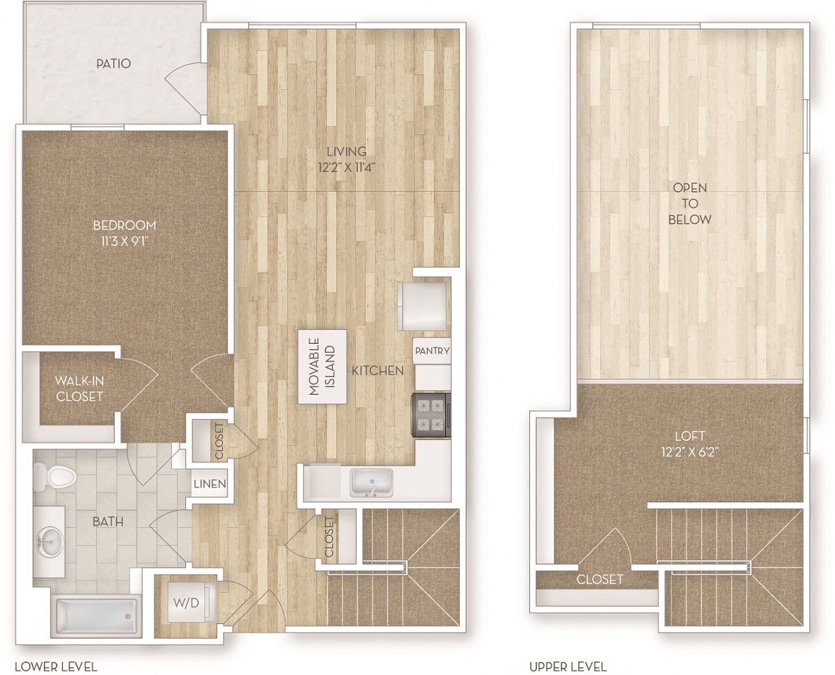 Floor plan for 1 bed, 1 bath, 947 sqft