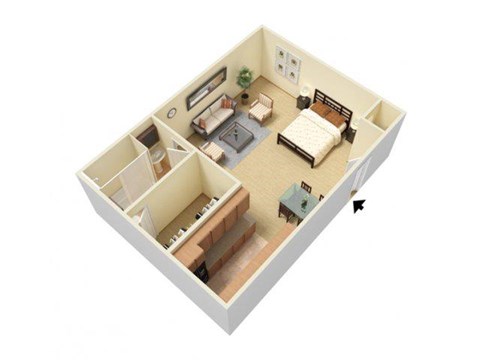 Floor plan for studio, 1 bath, 475 sqft