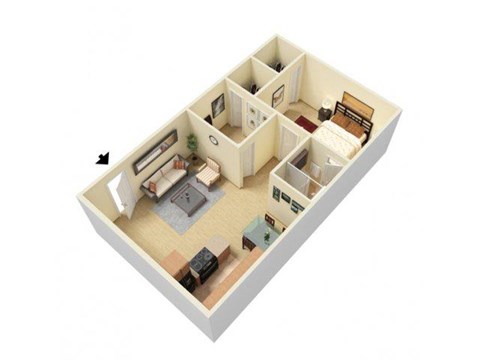 Floor plan for 2 beds, 1 bath, 800 sqft