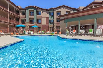 Swimming pool with relaxing sundecks