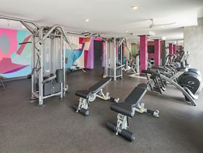 San Antonio apartment for rent - A gym with a variety of equipment including weights and weight machines.