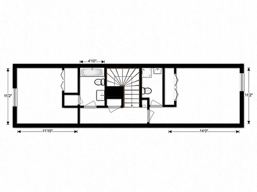 Floor plan for 2 beds, 1.5 baths, 1180 sqft