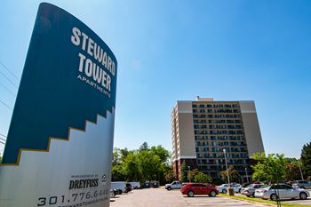 Steward tower apartments off street parking lot