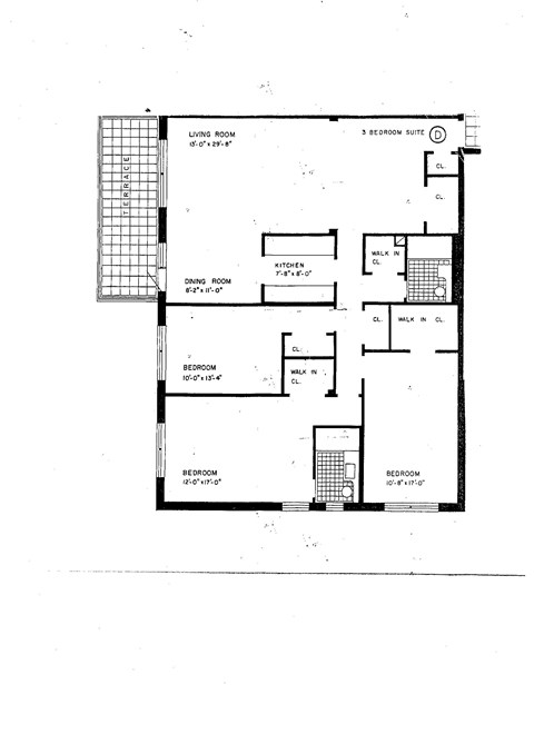 Floor plan for 3 beds, 2 baths, 1060 sqft