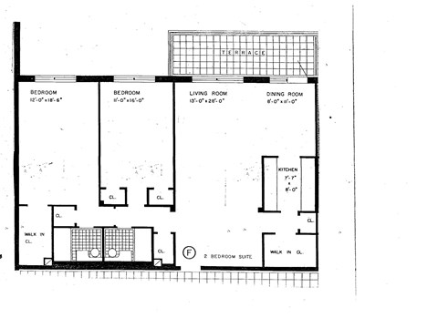 Floor plan for 2 beds, 1.5 baths, 893 sqft