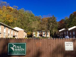Ithaca apartment for rent - a fence with a sign that reads fall haven on it