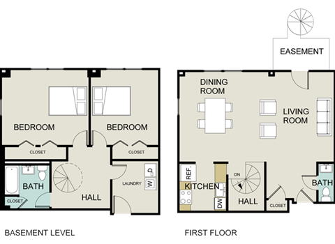 Floor plan for 2 beds, 1 bath, 1226 sqft