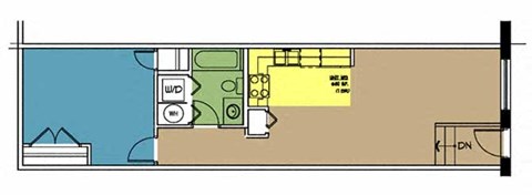 Floor plan for 1 bed, 1 bath, 682 sqft