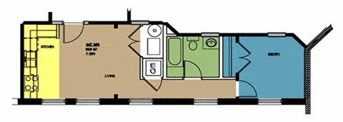 Floor plan for 1 bed, 1 bath, 550 sqft