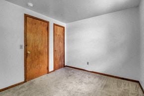 Williamsville triplex for rent - a bedroom with white walls and a wooden door