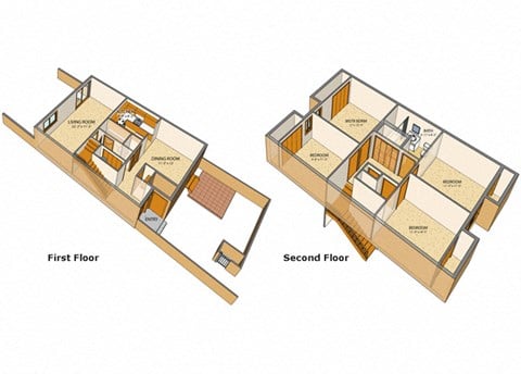 Floor plan for 4 beds, 1.5 baths, 1258 sqft