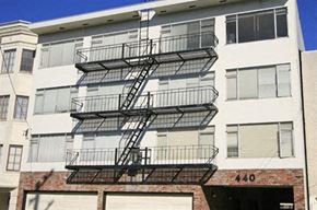 San Francisco apartment for rent - a fire escape on the side of a building